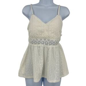 Y2K Derek Heart Babydoll Womens Top Small Festival Boho Crochet Dainty Cottage